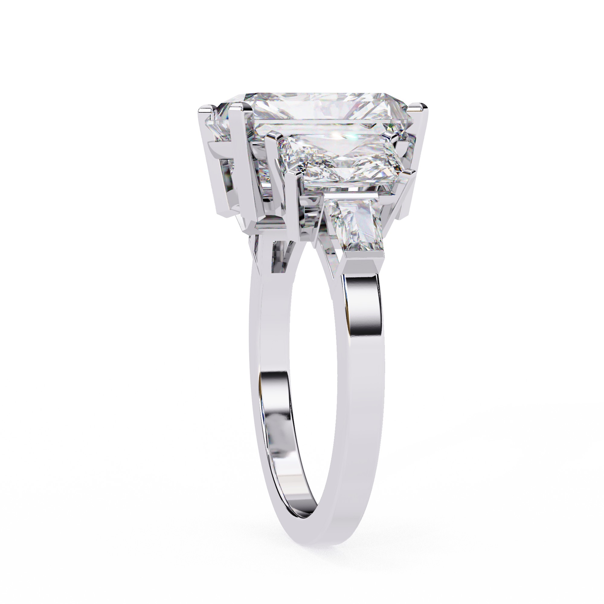 Radiant-Cut Three-Stone Diamond Ring